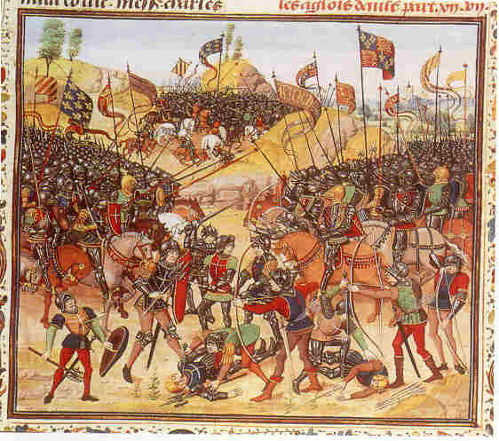 Bataille d'Auray 29 sept. 1364 - Anonyme  'Chroniques de Jean Froissard' BN Paris Ms Fr 2643, fol 292)