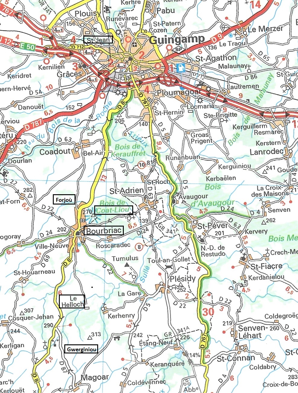 carte Bourbriac