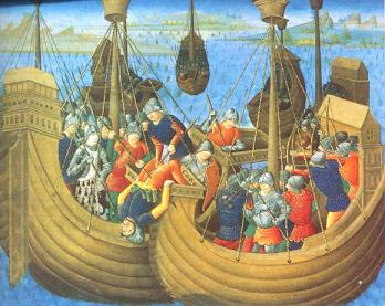 Combat naval - Pierre Baud 'Compillation' BN Paris Ms Fr 8266, fol 216 v)